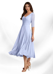 Augay Durant A-Line Pleated Chiffon Dress