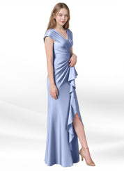 Augday Anderson A-Line Pleated Stretch Satin Dress
