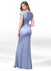 Augday Anderson A-Line Pleated Stretch Satin Dress
