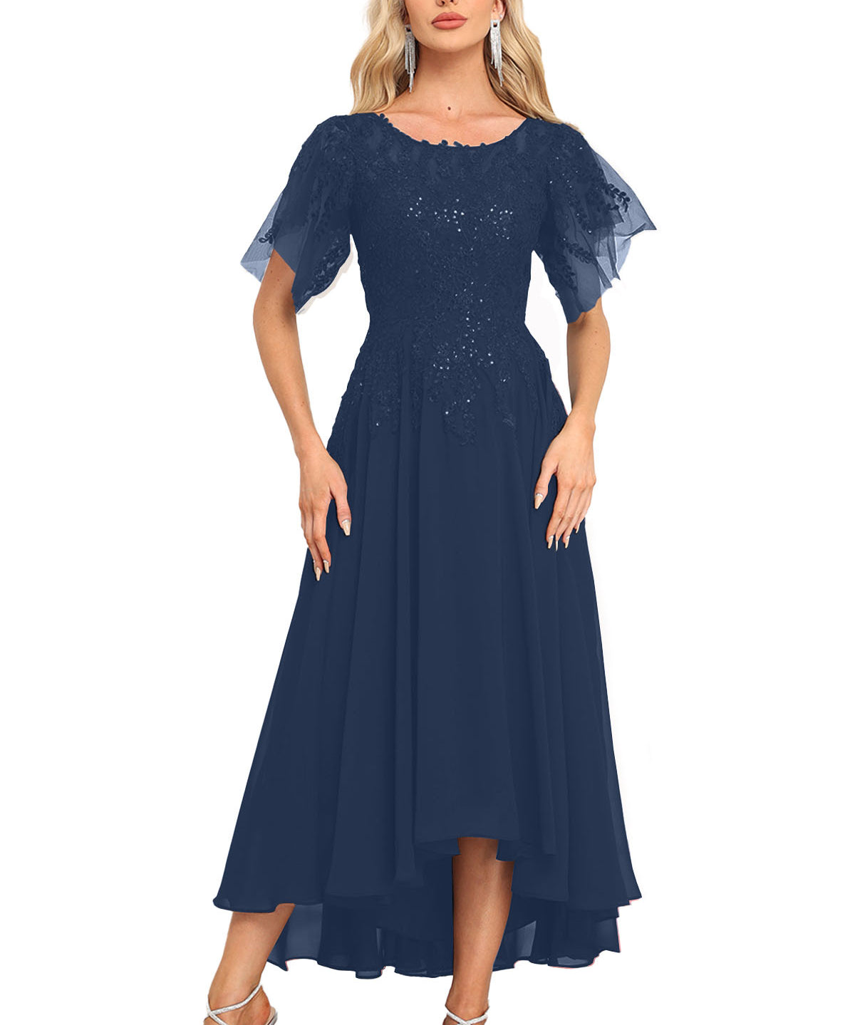 Augday Chiffon Lace Sequins Mother of the Bridesmaid Dresses
