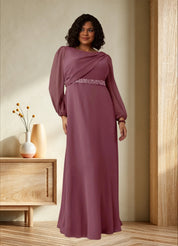 Augday Priyanka A-Line Boatneck Pleated Chiffon Dress