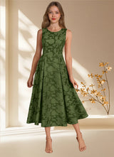 Augday Fulton A-Line Pleated Floral Burnout Dress