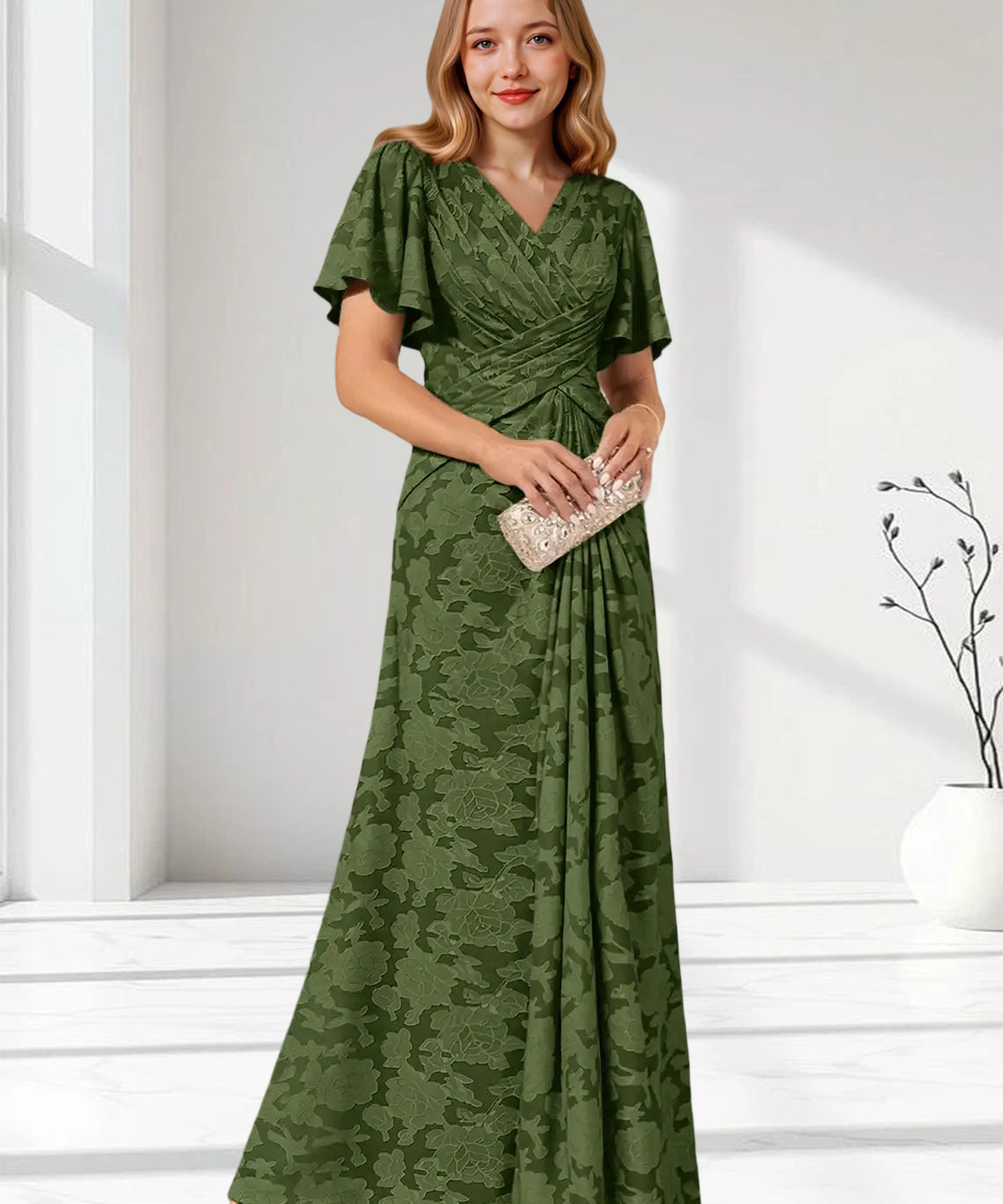 Augday Emmeline Pleated Floral Burnout Dress