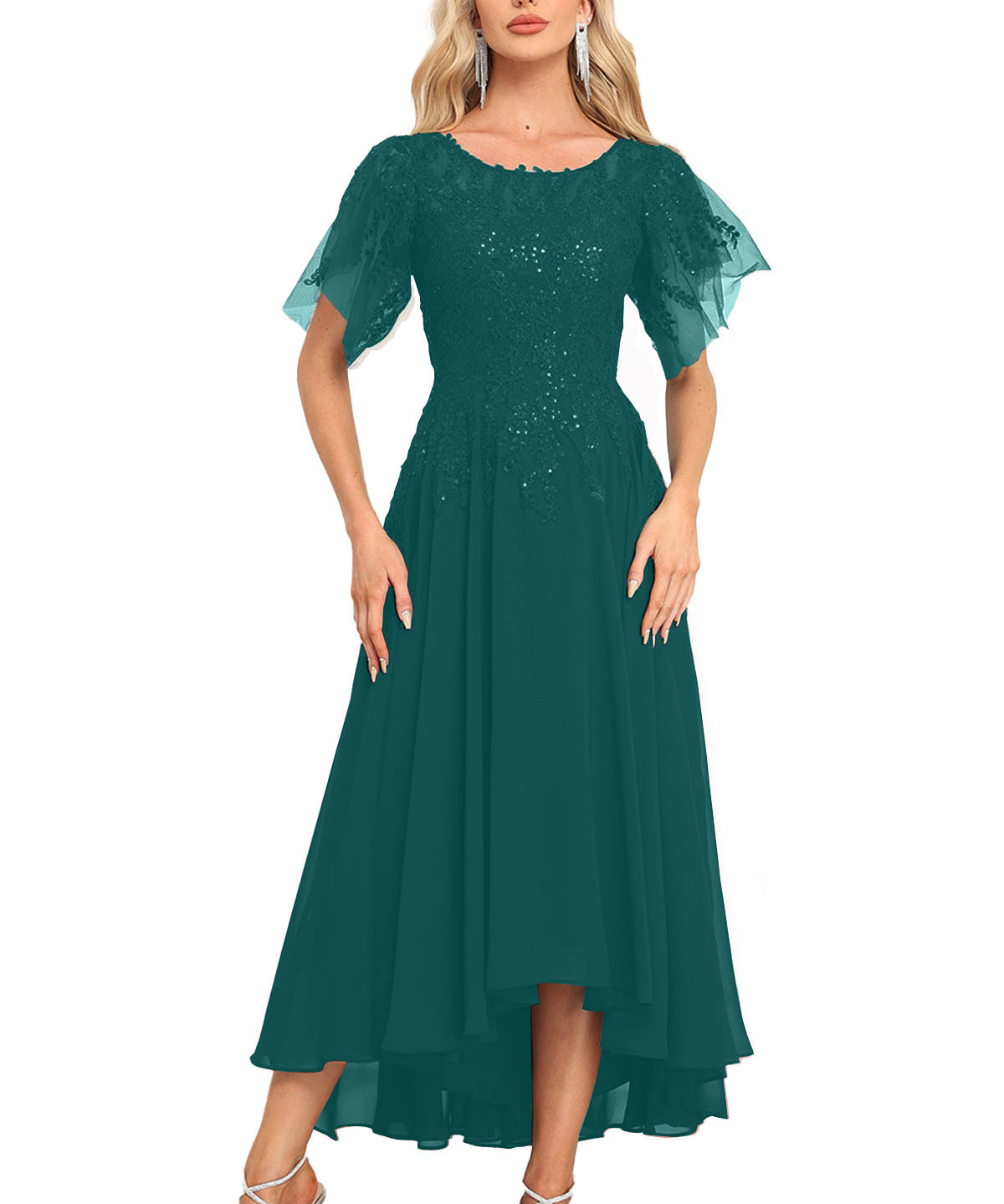 Augday Chiffon Lace Sequins Mother of the Bridesmaid Dresses