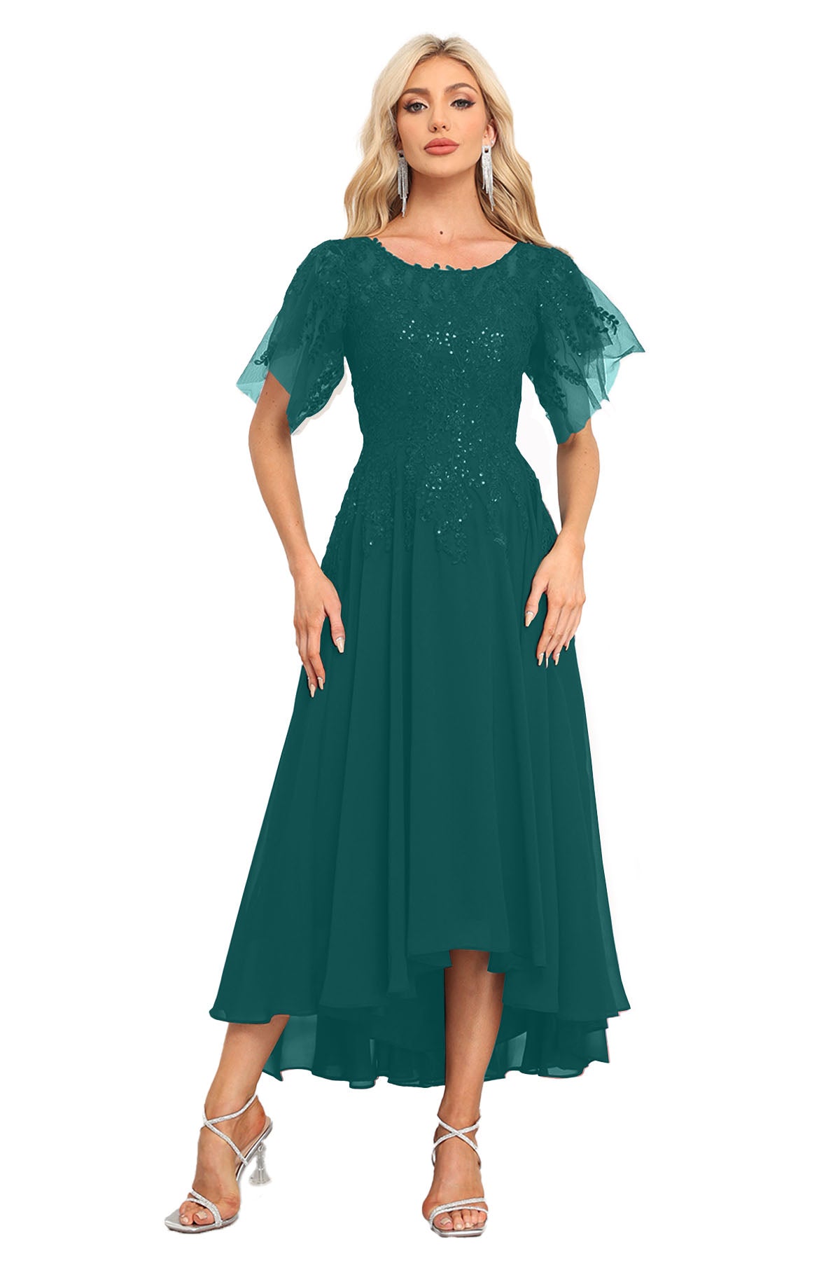Augday Chiffon Lace Sequins Mother of the Bridesmaid Dresses