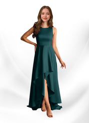 Augday Niles A-Line Trains Stretch Satin Dress