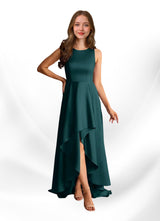 Augday Niles A-Line Trains Stretch Satin Dress