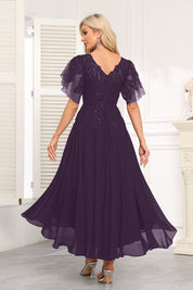 Augday Chiffon Lace Sequins Mother of the Bridesmaid Dresses