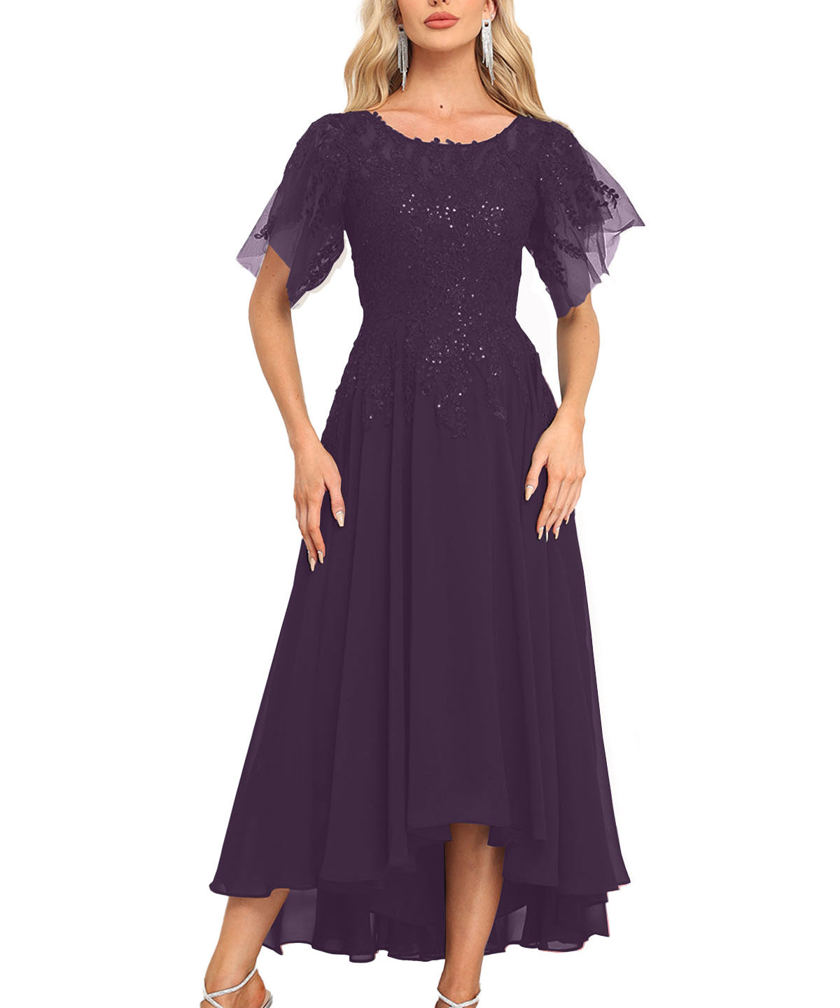 Augday Chiffon Lace Sequins Mother of the Bridesmaid Dresses