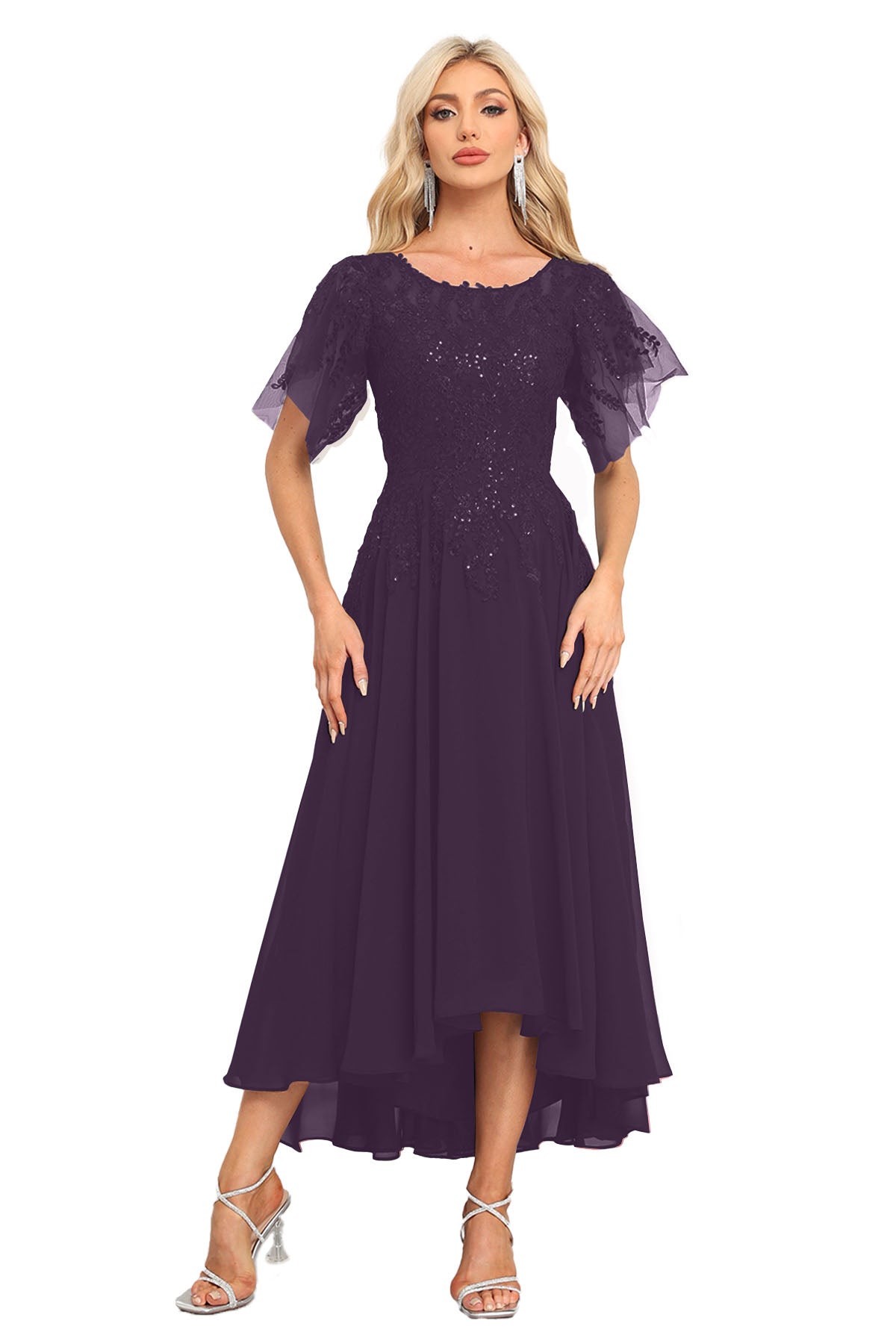 Augday Chiffon Lace Sequins Mother of the Bridesmaid Dresses