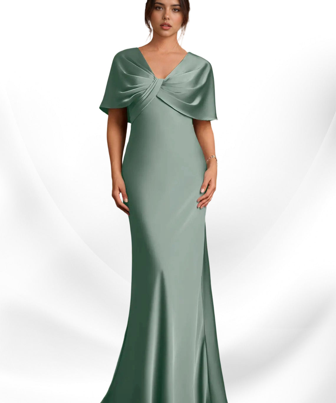 Augday Dosia Sheath Pleated Stretch Satin Dress