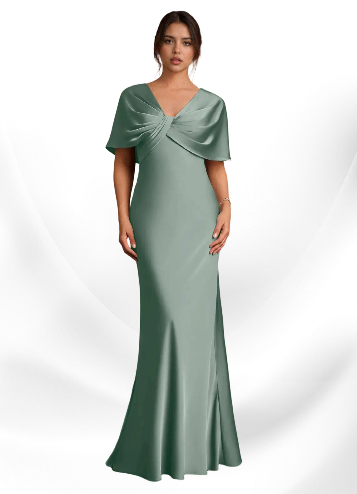 Augday Dosia Sheath Pleated Stretch Satin Dress