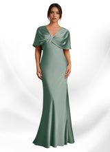 Augday Dosia Sheath Pleated Stretch Satin Dress