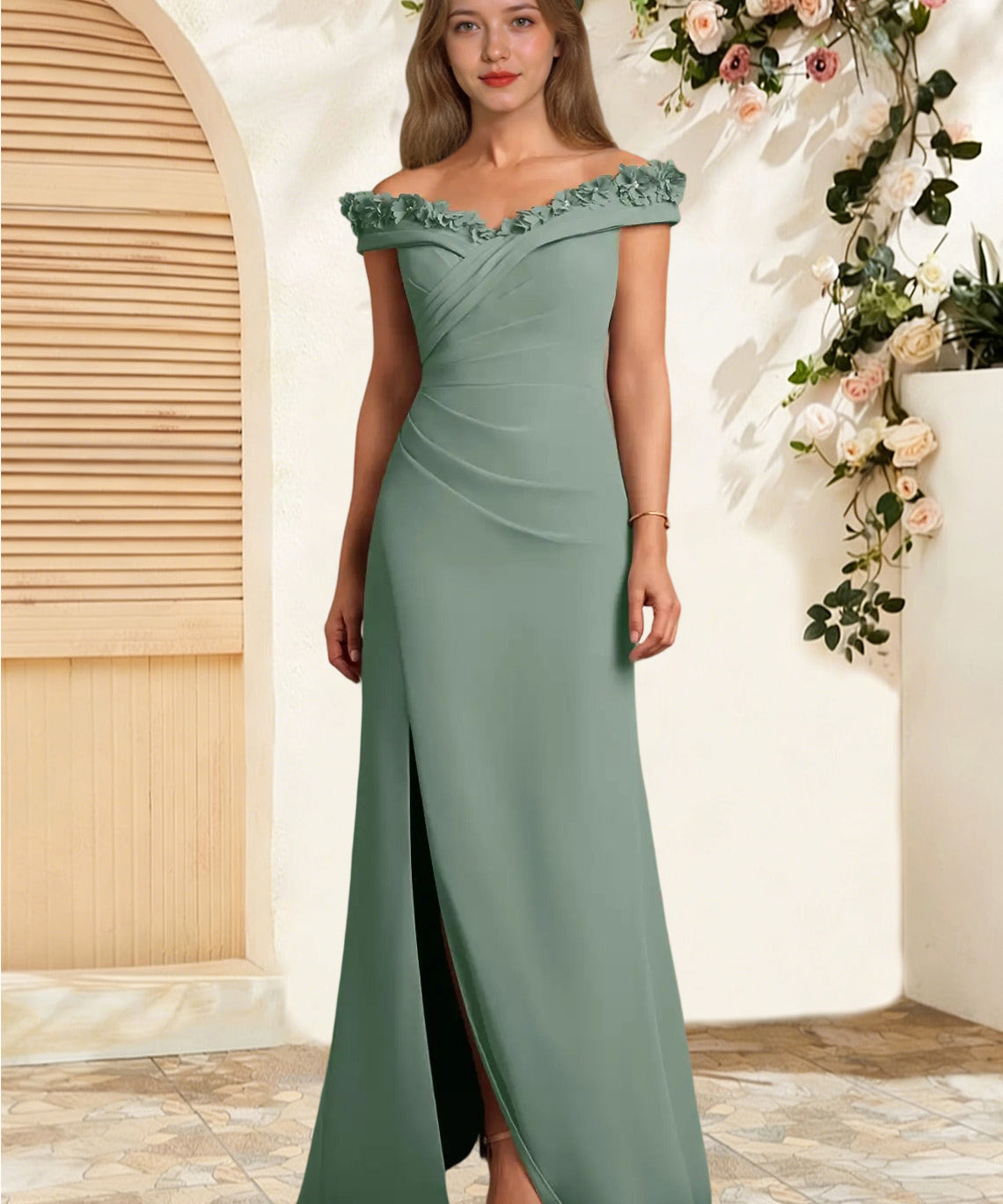 Augday Jettie Sheath Pleated Chiffon Dress