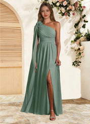 Augday Lancaster A-Line One Shoulder Chiffon Dress