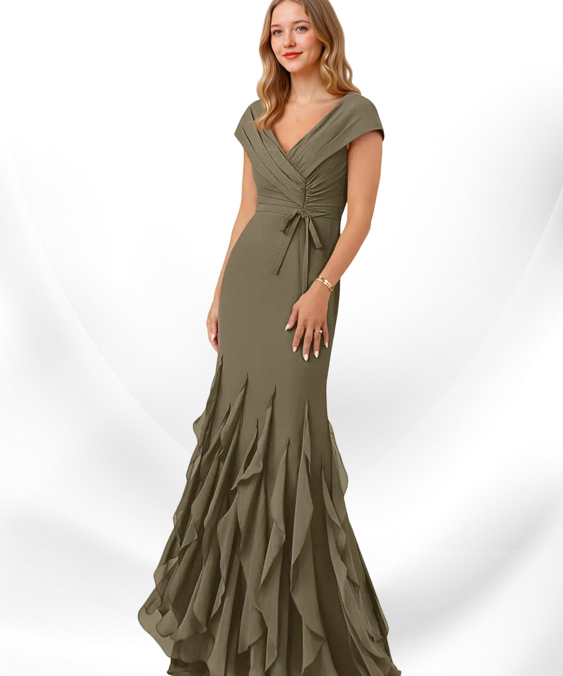 Augday Bailora Mermaid Ruched Chiffon Dress